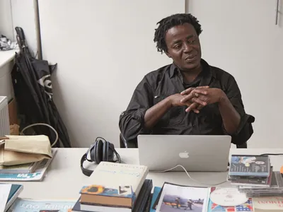 John Akomfrah at his London studio, 2016