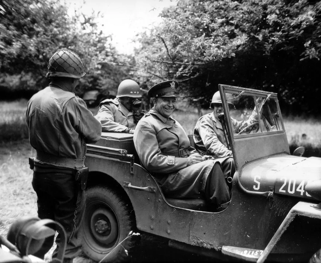 Eisenhower (seated in passenger seat) in the summer of 1944