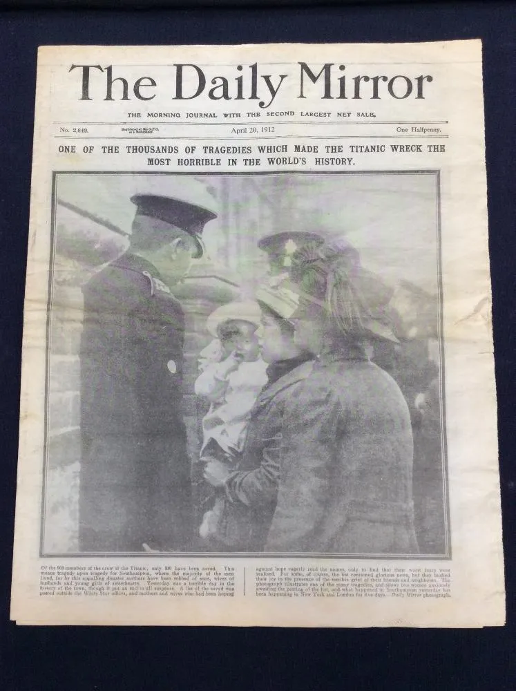 Front page of old newspaper with a large photograph