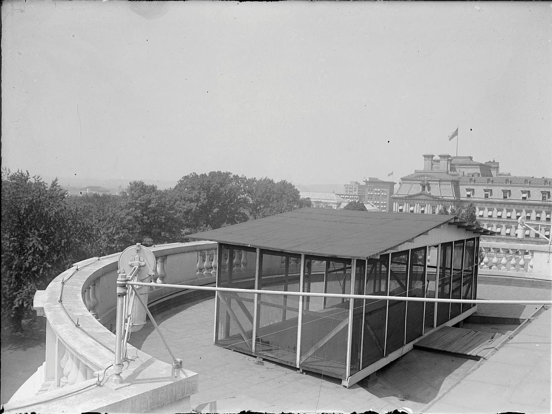 A 1920 photograph of the White House sleeping porch