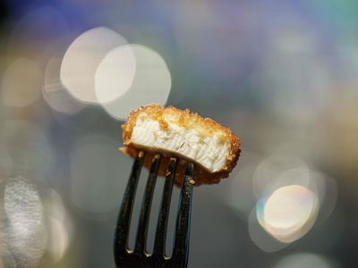 A chicken nugget made from cell-cultivated meat. The companies plan to start by selling their product to restaurants.&nbsp;