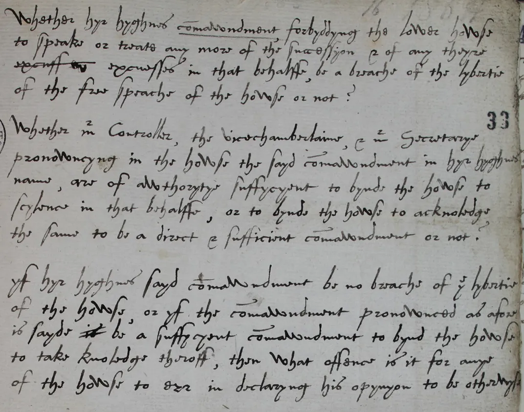 Paul Wentworth’s November 1566 questions on parliamentary privilege