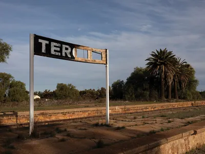 A forlorn station sign recalls the days when Terowie was a vital railway stop between the towns of Adelaide and Alice Springs.