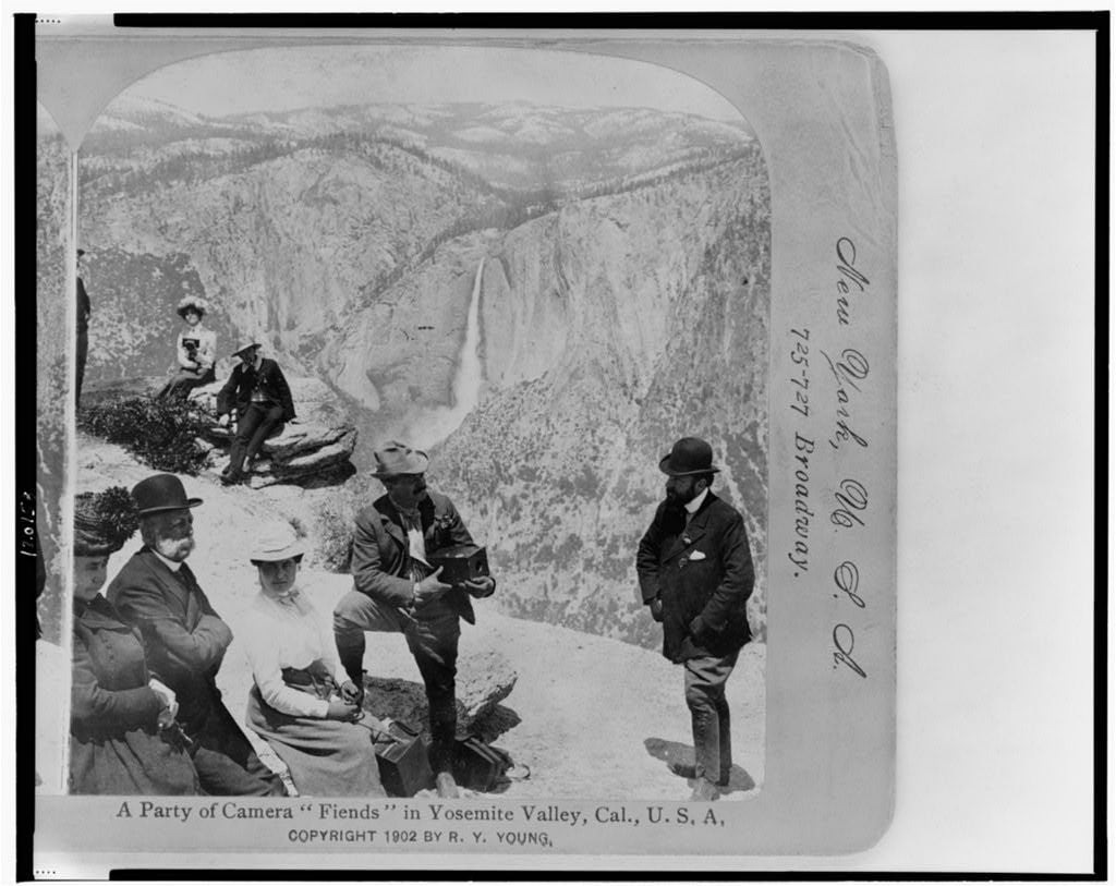 A group of "camera fiends" in Yosemite, circa 1902