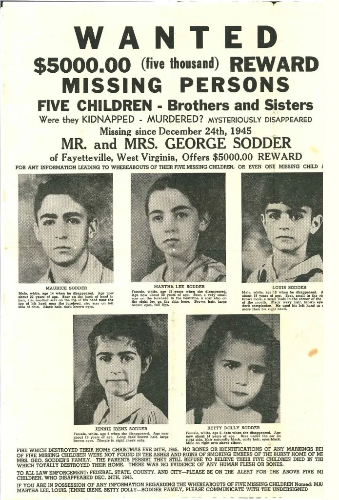 A flyer about the Sodder children